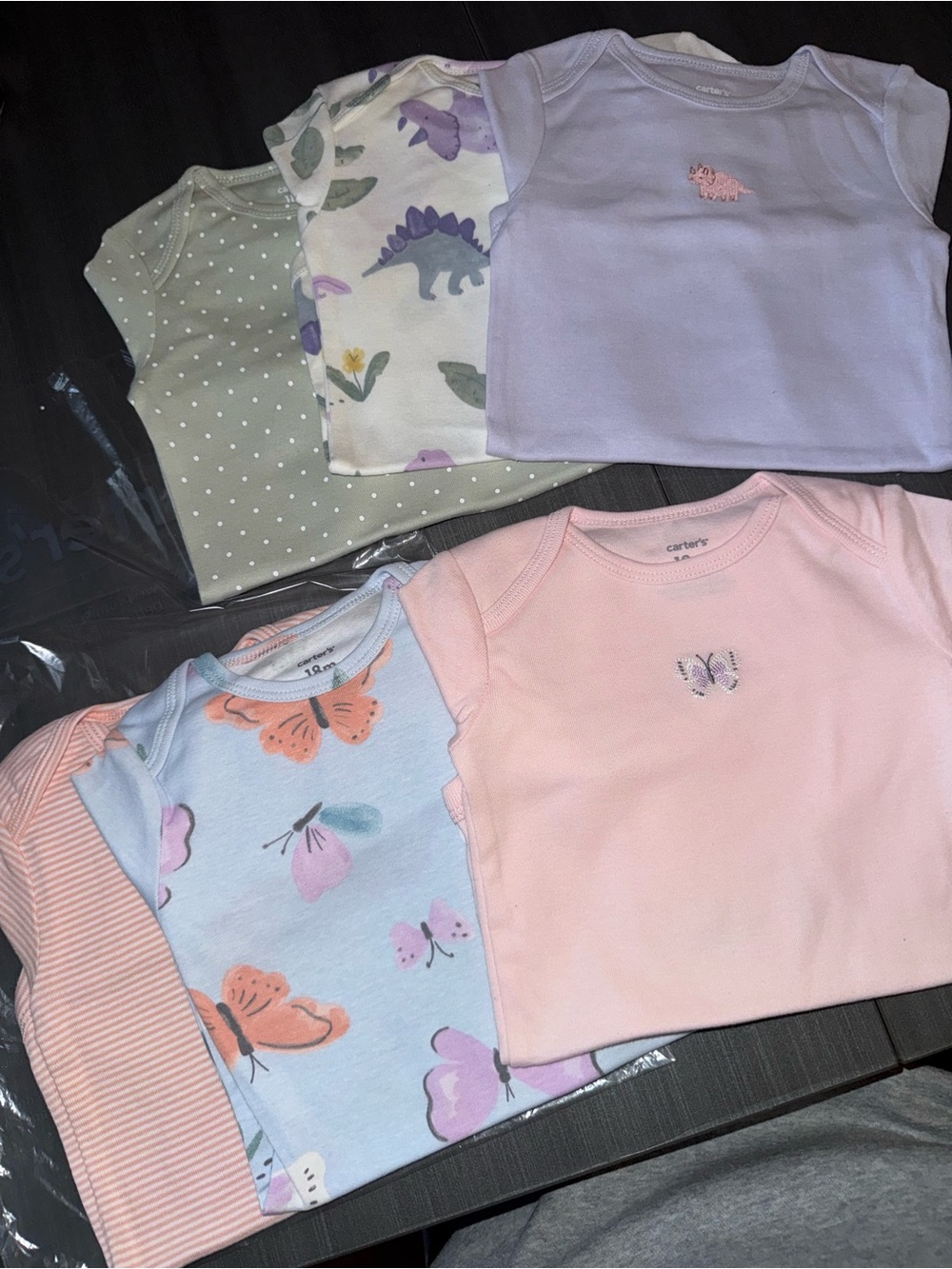 Carter's Baby Girls Pastel Long-Sleeve Onesie Set - Pink, Lavender, Green, Blue